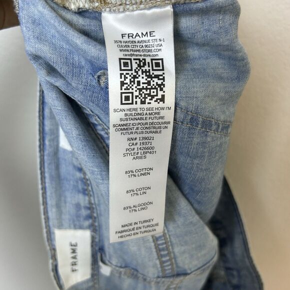 Frame Jeans Women’s 28 Le Baggy Palazzo Light Blue Wash Raw Hem Wide Leg Boho - Picture 6 of 14